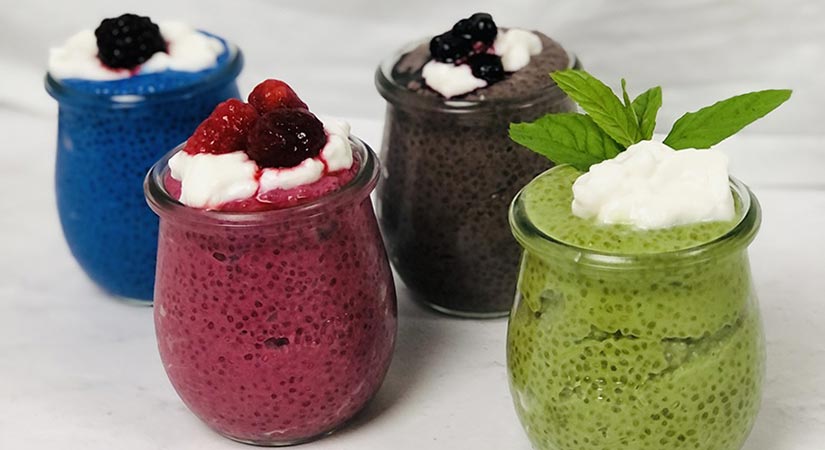 Mavrični chia puding v 4 okusih Mavrični chia puding v 4 okusih